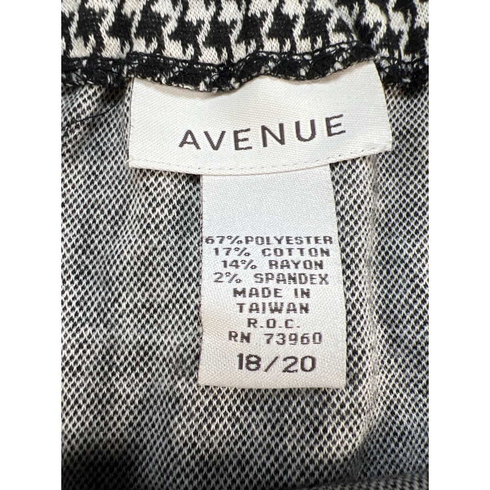 Avenue Womens Plus Size 18/20 Houndstooth Pencil Skirt Faux Leather Trim Black - Picture 3 of 7